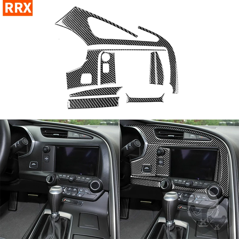 For Chevrolet Corvette C7 2014-2019 Central Control Multimedia Navigation Panel Carbon Fiber Stickers Car Interior Accessories