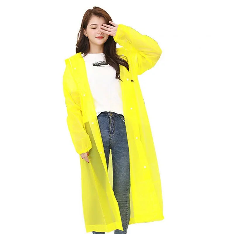 Men Women Waterproof Jacket EVA Hooded Raincoat Rain Coat Poncho Rainwear UK | Дом и сад