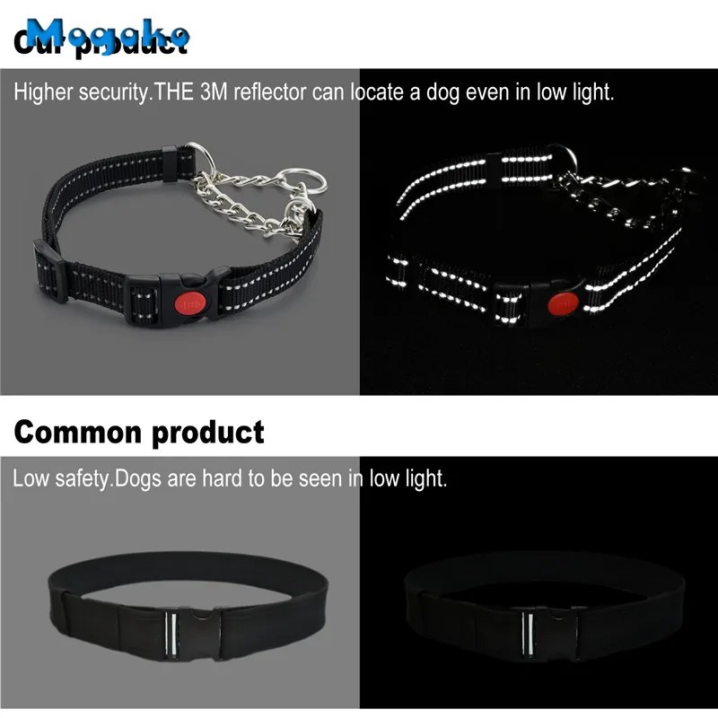 Ошейник Mogoko для собак светоотражающий аксессуар дрессировки с металлической