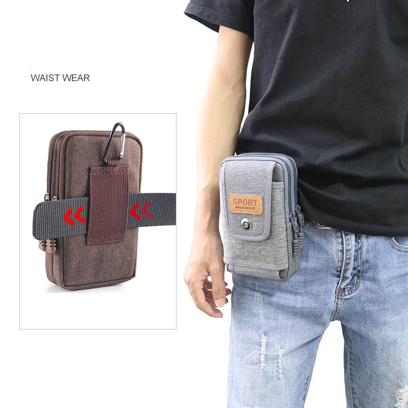 universal canvas waterproof mobile phone bag for samsungiphonehuaweinokiaxiaomimoto wallet case belt pouch coin purse cover free global shipping