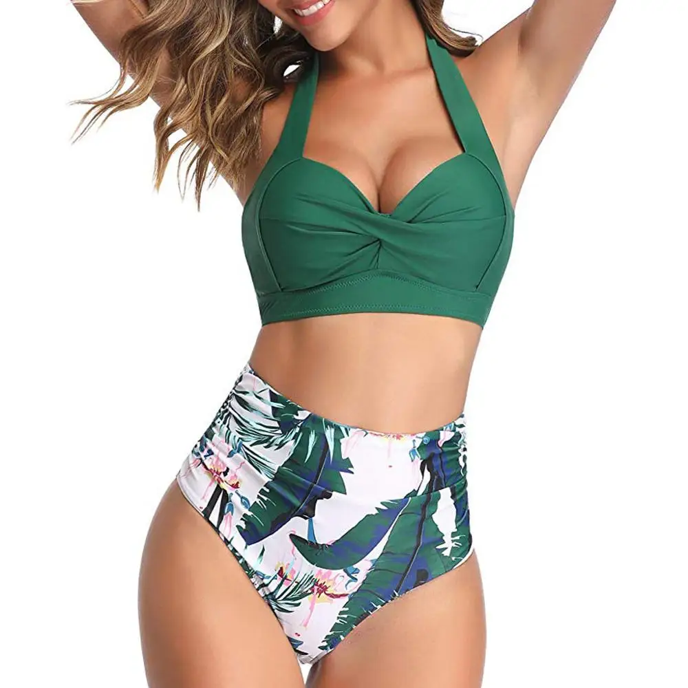 . Купальник с высокой талией 2020 черные и белые полосатые бикини Женский бандажный