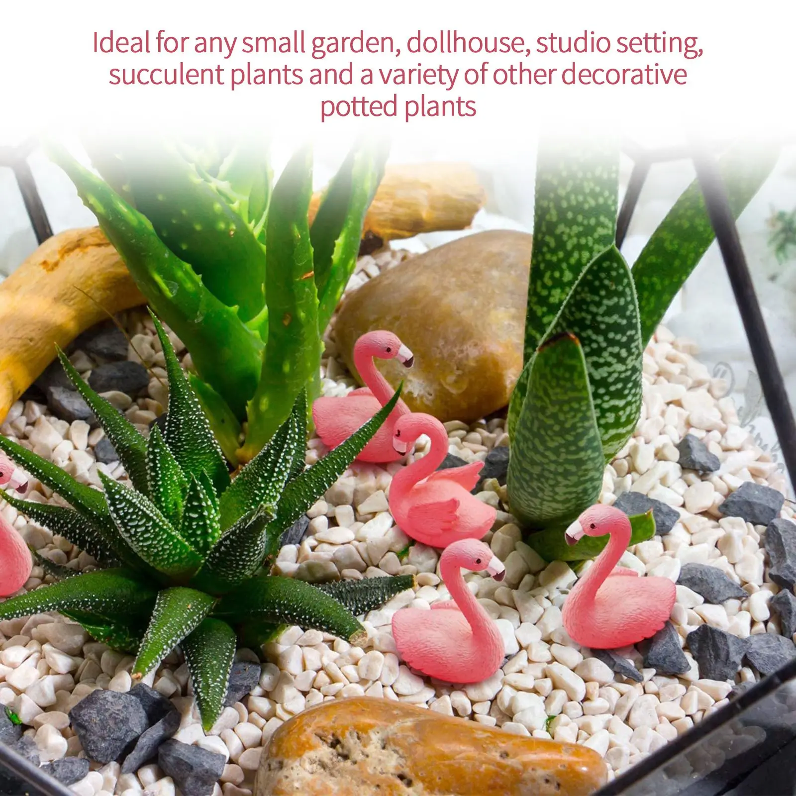 

Cute Little Flamingo Pink Bird Figurine Nest Miniature Landscape Gardening Landscaping Animal Doll Portable Home Exhibition