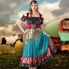 Костюм для косплея цыганской девушки на Хэллоуин, карнавал, вечерние, испанский фламенко, Женский маскарадный костюм для танца живота