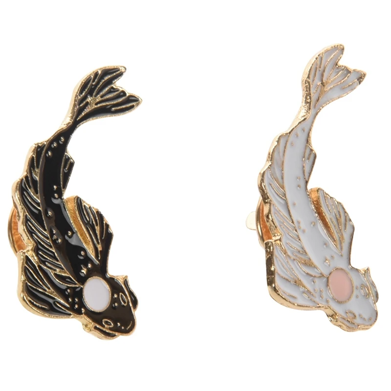 

2Pcs Yin-Yang Fish Brooch Badges Enamel Pin Black White Pink Carp Koi Brooches Badges Japanese Fish Jewelry Costume Cute Brooch