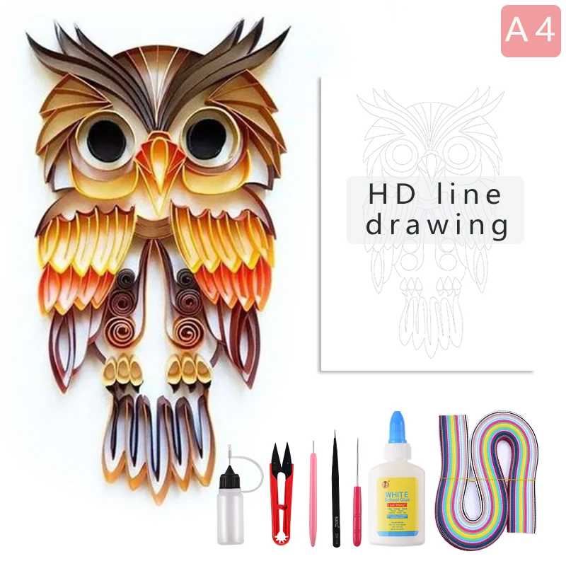 Papel para filigrana de b&uacute;ho para manualidades, kit de papel 3d para manualidades decorativas, regalo para el hogar, &aacute;lbum de recortes, herramientas para filigrana de papel-5