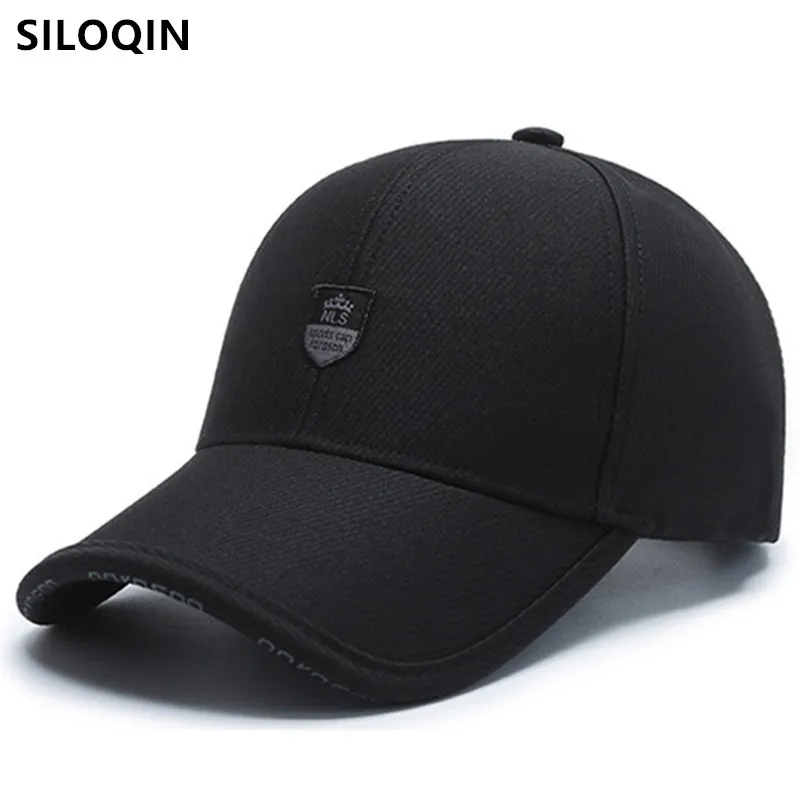 

SILOQIN Snapback Cap Men's Cap Cotton Baseball Cap Adjustable Size Casual Sports Caps Middle-aged Elderly Male Bone Black Cap