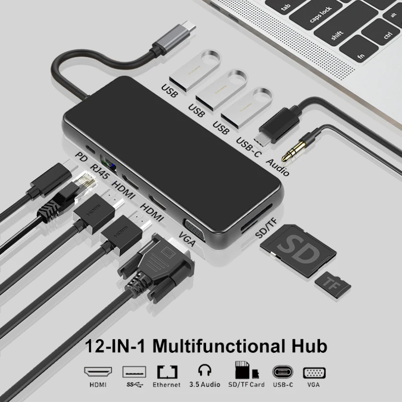 

Док-станция 12 в 1 с USB 3,0 и кардридером для Macbook Pro, SD, TF-карт