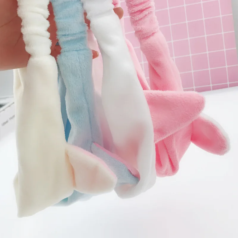 Милые эластичные повязки на голову из кораллового флиса с кошачьими ушками для