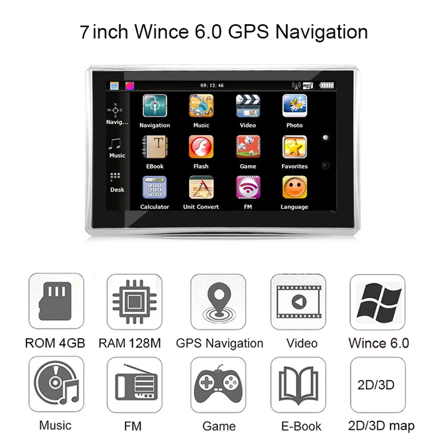 7 дюймов HD автомобиль грузовик GPS навигации FM 4 Гб + 128 М DDR автомобиля последнюю