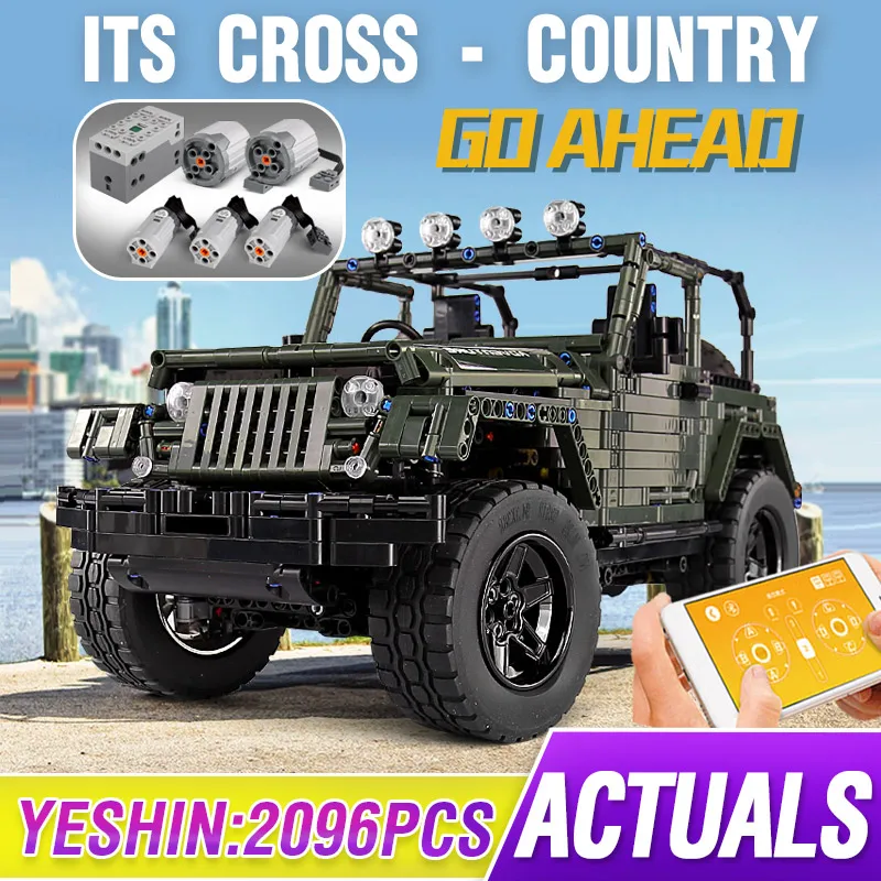 Высокотехнологичный автомобиль MOULD KING 13124 коллекция 20090 года Jeeped Wranglers Rubicon APP