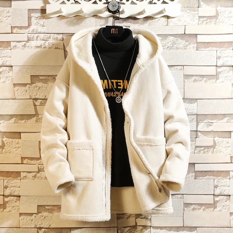 Теплая мужская куртка с капюшоном пальто новая брендовая флисовая хлопковой