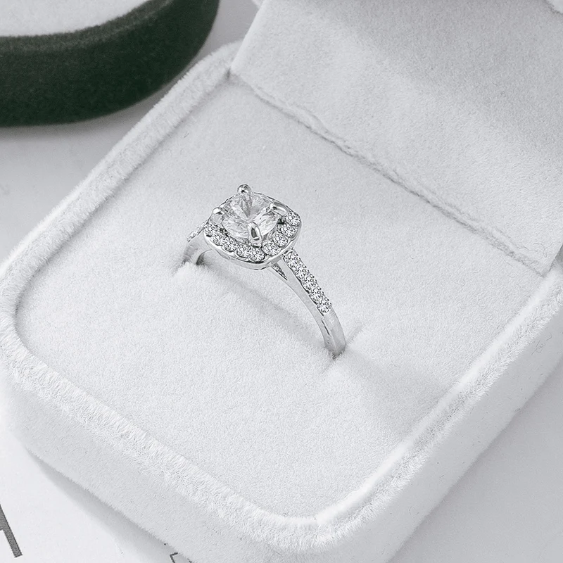 Модное роскошное обручальное кольцо с кристаллами для женщин белые серебряные