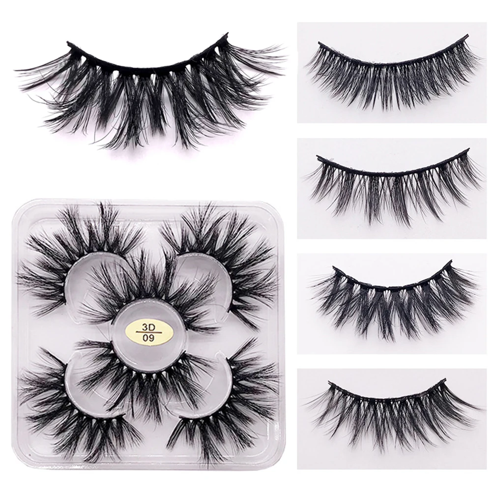 10 Pcs Thick 3 Pairs of 3D Synthetic False Eyelashes Private Label Curly Lashes Bulk Wholesale Eyelash Extension Synthetic Hair