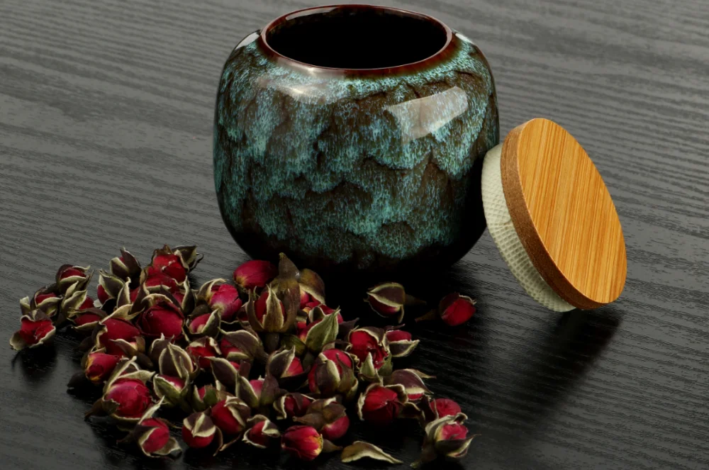 220ml Chinese Style Ceramic Storage Bottle Jar Colorful Tea Caddies Containers Kitchen Portable Travel Candy Coffee Snacks Jar