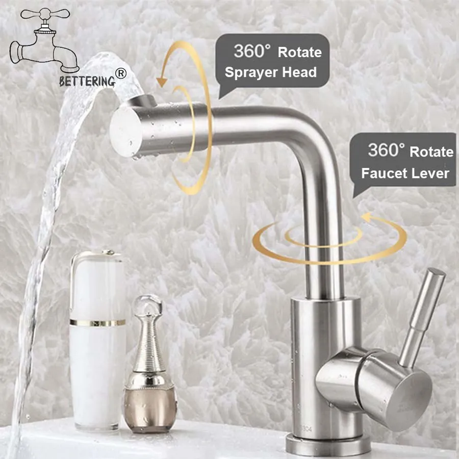 Universal 360° Rotatable swivel Kitchen Faucet 360°Rotate Spray Head Stainless Steel stream deck Tap Brushed Cold Hot Sink Mixer |
