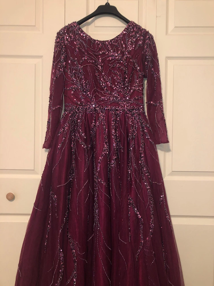 

YILIBER Luxury silver mermaid dubai evening dress with cape 2021 heavy beaded side slit prom dresses for women wedding party for
