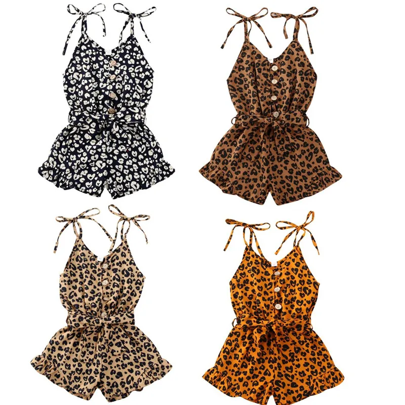 

Детский леопардовый комбинезон на пуговицах, без рукавов