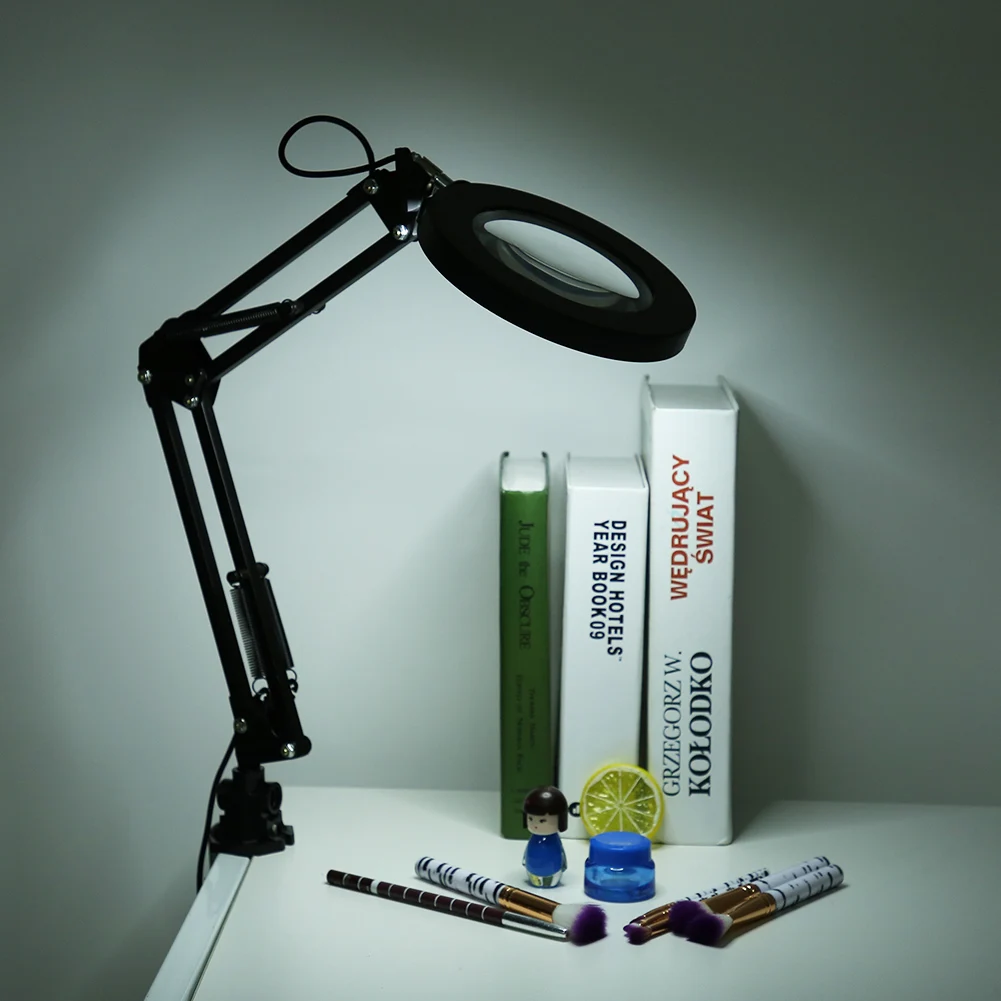 Светодиодная Лупа с зажимным креплением салонная лампа увеличением 5X подводка