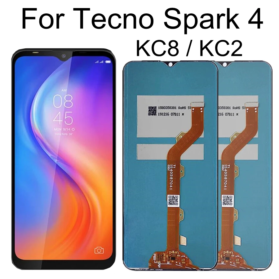 

6.52" LCD For Tecno Spark 4 KC2/KC8 LCD Display Touch Screen Digitizer Assembly Replacement For Tecno Spark4 KC8 LCD Display