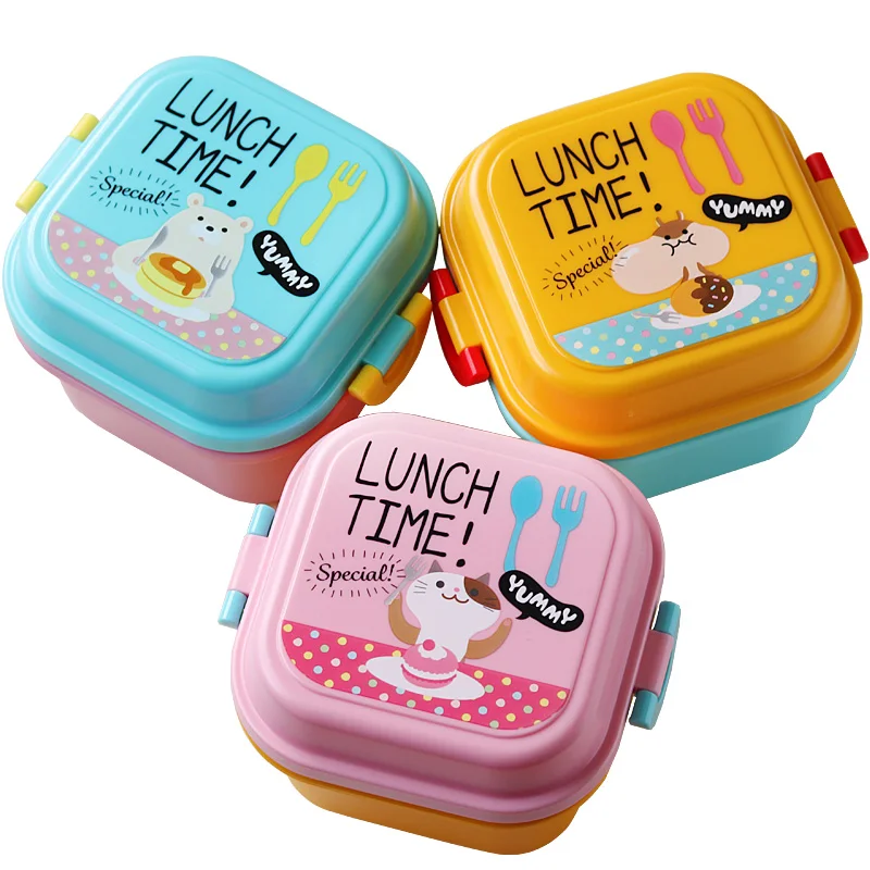 Мультфильм Ланч-бокс микроволновая печь Lancheira Comida закуски Bento коробки для детей контейнер для еды столовая посуда детский Пикник школьный Ланчбокс