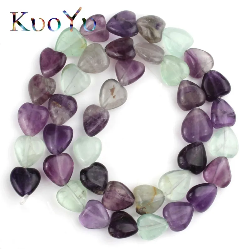 Purple Fluorite 10X10 мм Сердце Любви кварцевые Нефы кристалл тигровый глаз каменные бусины россыпью спейсер натуральный камень бисера для самостоятельного изготовления ювелирных изделий Браслеты - Цвет: Purple Fluorite