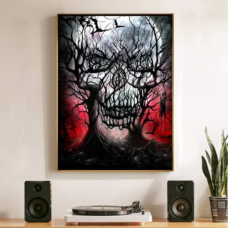 

5D DIY diamond painting full circle square skull and tree diamond embroidery mosaic home decoration