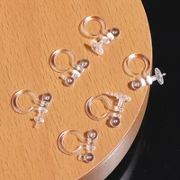 20pcslot transparent ear clip base for jewelry making ear plug resins plastic earrings base setting diy jewelry accessories