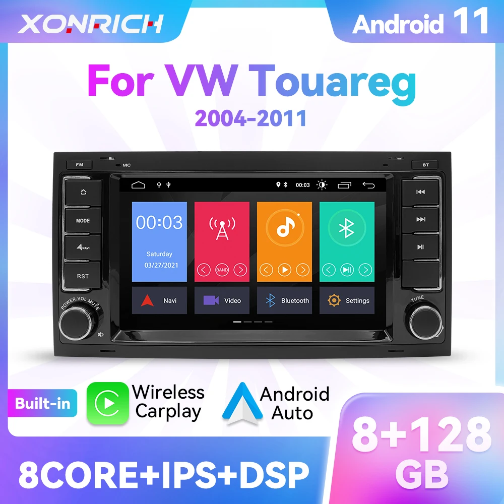 Автомобильный мультимедийный плеер Carplay 8 ГБ + 128 Гб Android 11 для VW Volkswagen Touareg Transporter T5