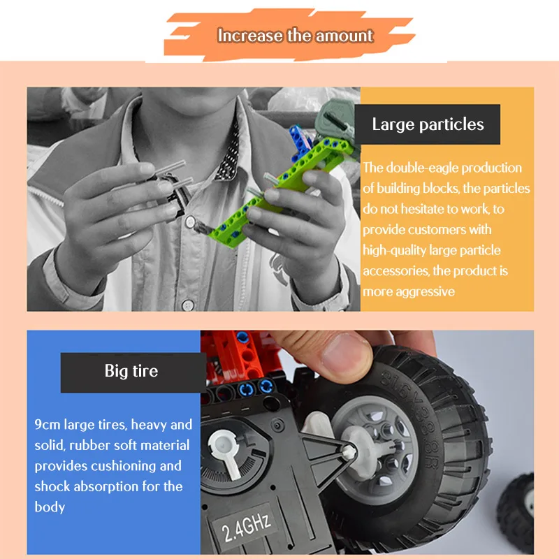 

839 pcs City Engineering Truck RC Car 2 IN 1 Building Blocks High-tech Remote Control Crane Toys for Children