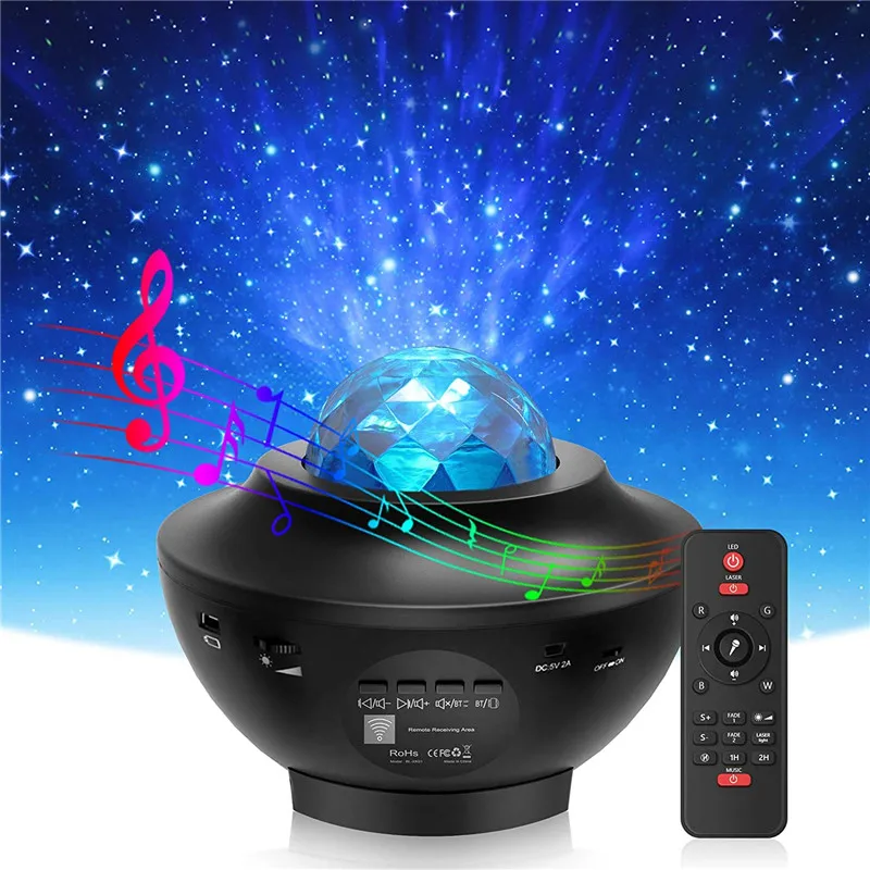 

LED Star Galaxy Ocean Wave Projector Night Light Bluetooth Speaker Rotate Starry Sky Porjectors Luminaria For Bedroom Decor Gift