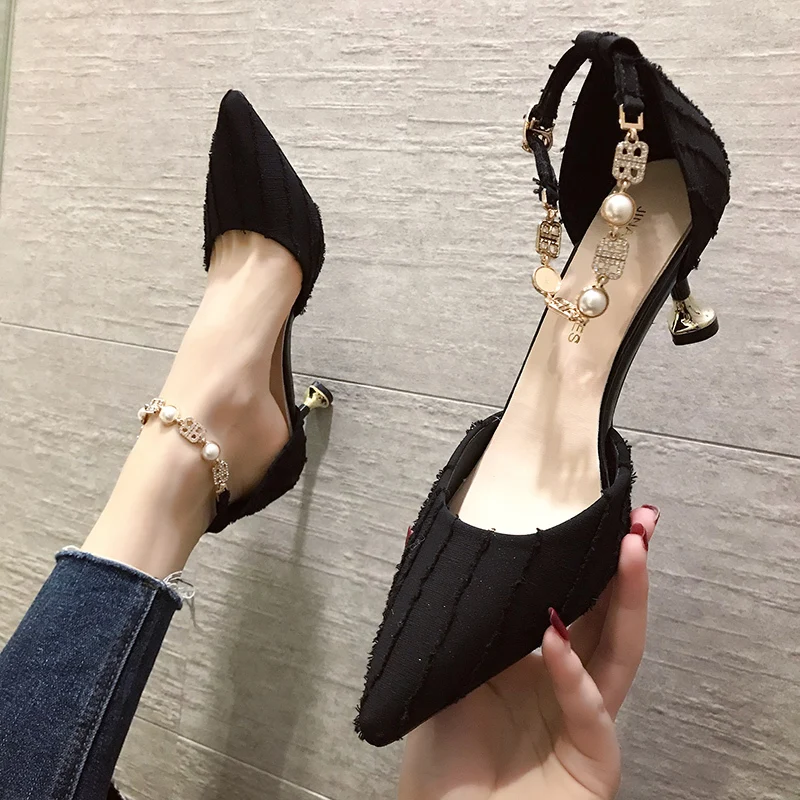 Classic basic high heel women solid color elegant simple fashion Buckle Strap ladies shoes spring autumn must-have W37-48 | Обувь
