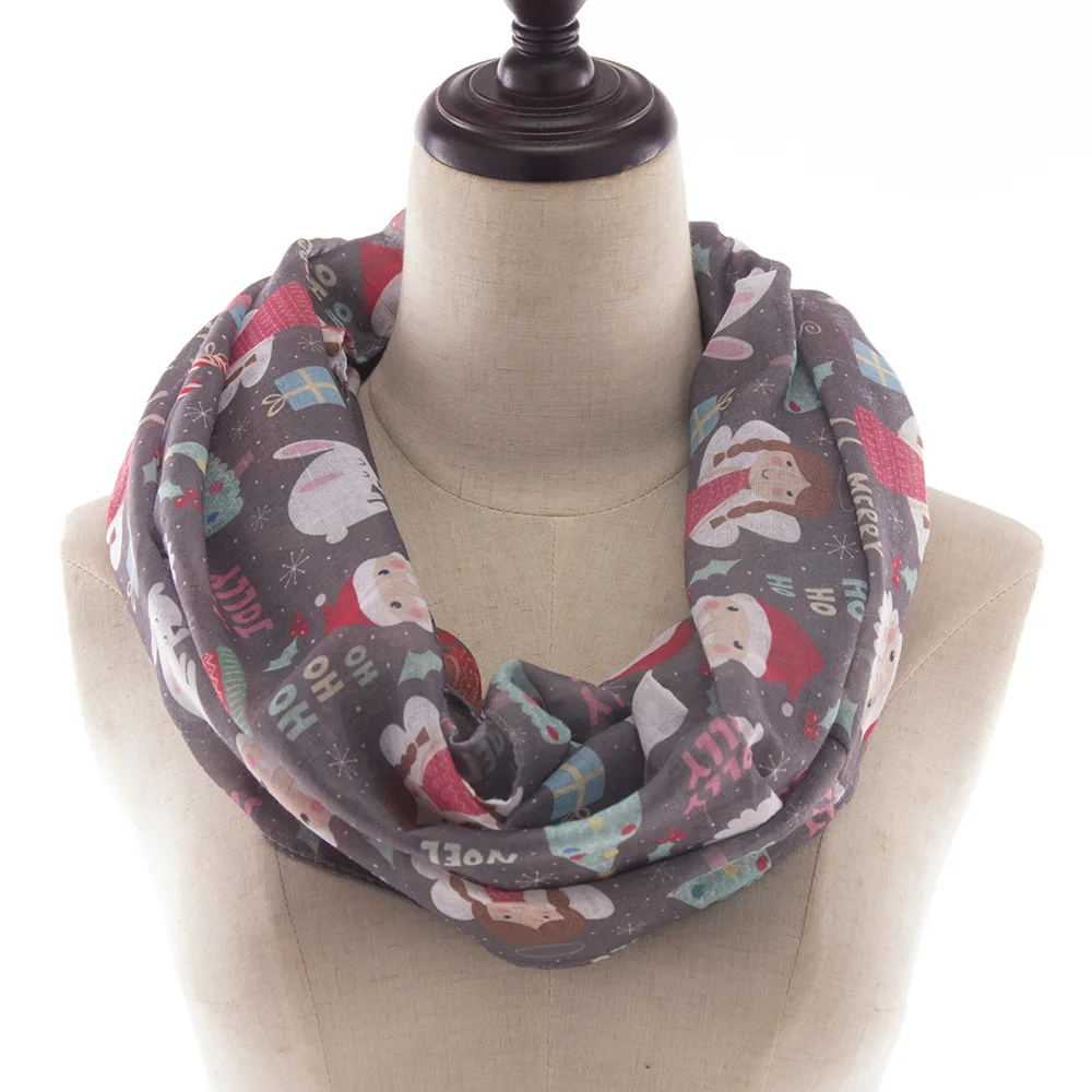 Шарф с принтом Санта Клауса снеговика рождественские женские шарфы Защита от
