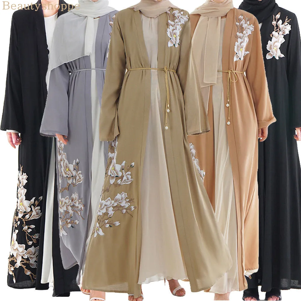 Мусульманское платье с кружевной вышивкой из шифона высокого класса блестками