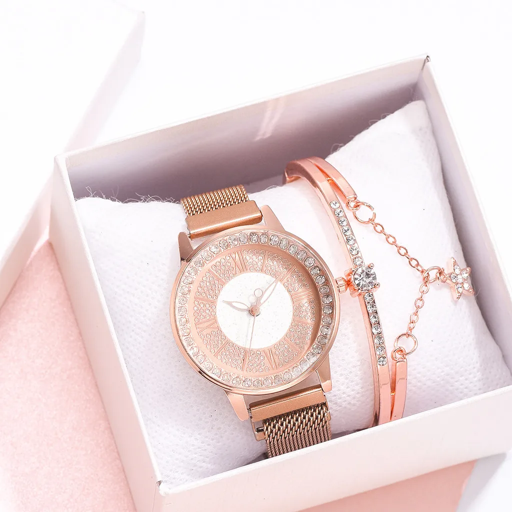 Роскошные женские часы из розового золота женский браслет изысканная