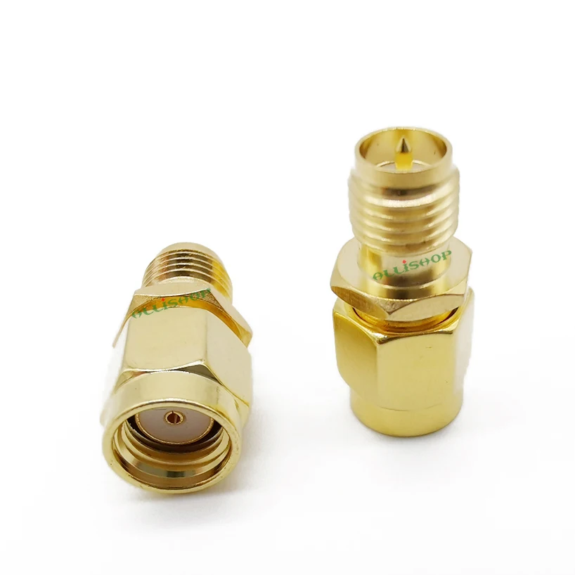 

100 шт., Позолоченные коннекторы RP SMA типа «папа»