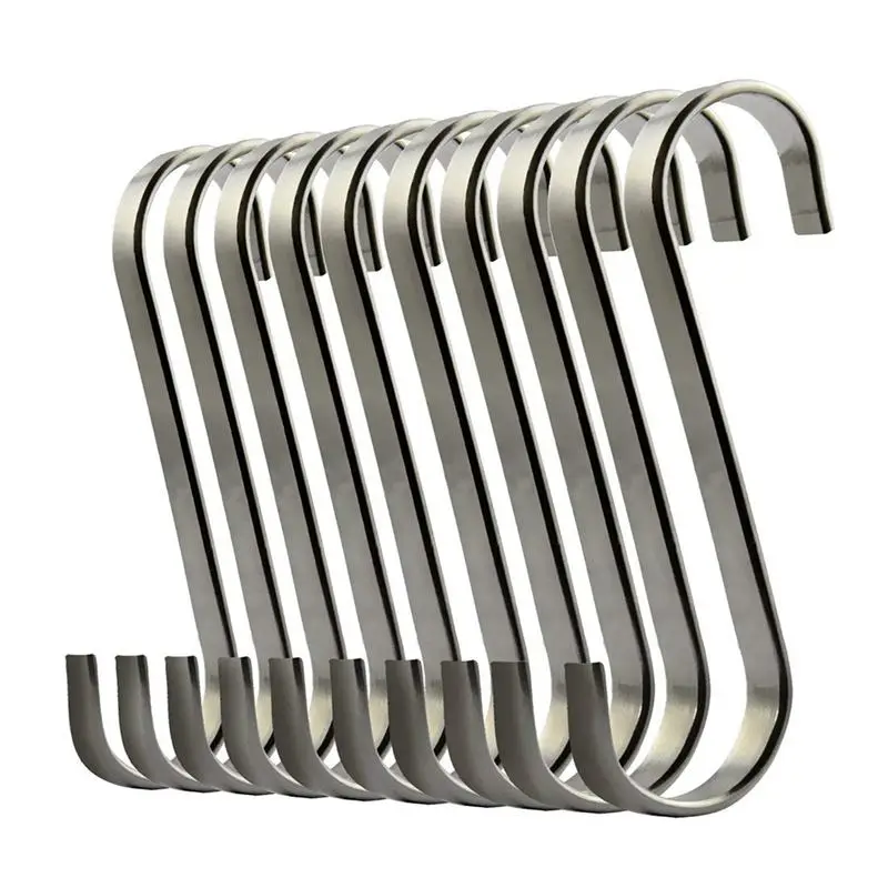 

Professional Set of 10 S Stainless Steel Suspension Hooks for Kitchen Cookware or Butcher Meat