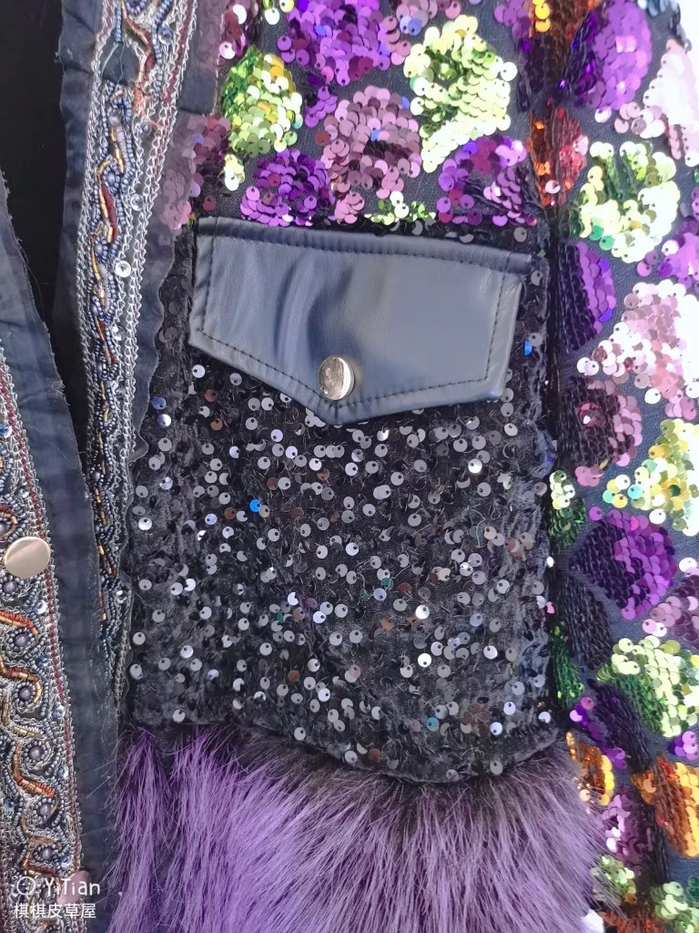 2021 Winter New Female Fashion High Street Fur Integrated Coat Women Office Lady Patchwork Mid-Length Faux Toka Lamb Wool Coat