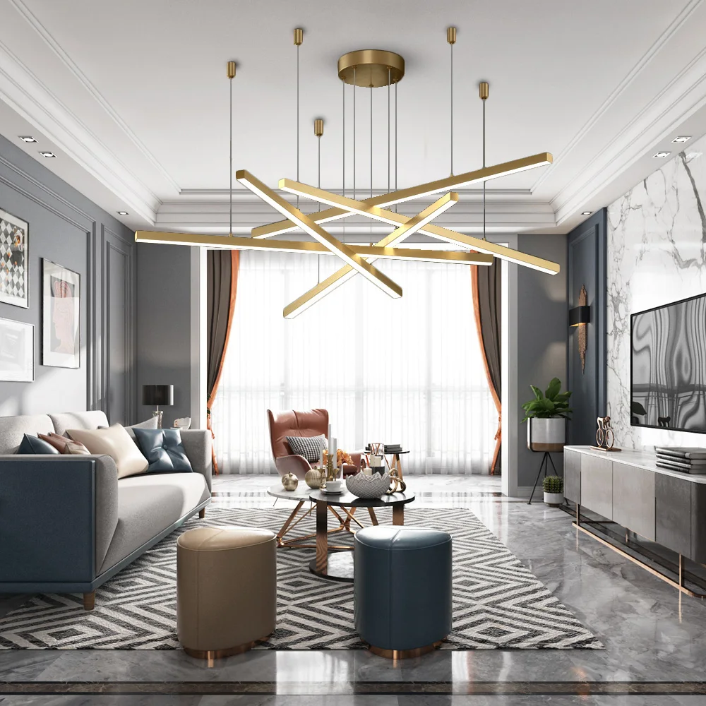 New Modern LED Chandelier Lighting Brief Gold Home Decoration Hanglamp Living Dining Room Light Fixtures Kitchen Island Lamp