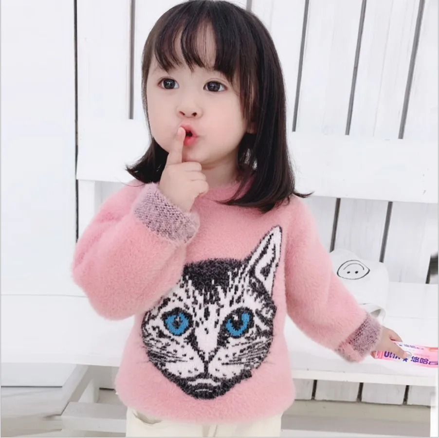 Детский толстый кашемировый свитер из норки для девочек и мальчиков вязаные