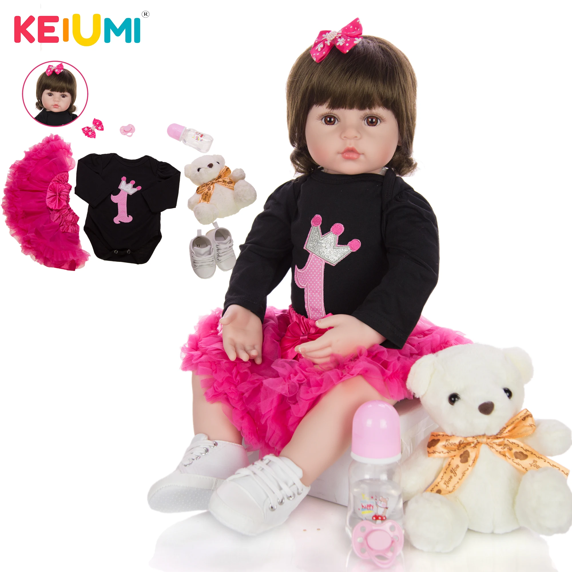 KEIUMI 24 дюйма 60 см реалистичные куклы для новорожденных силиконовые мягкие