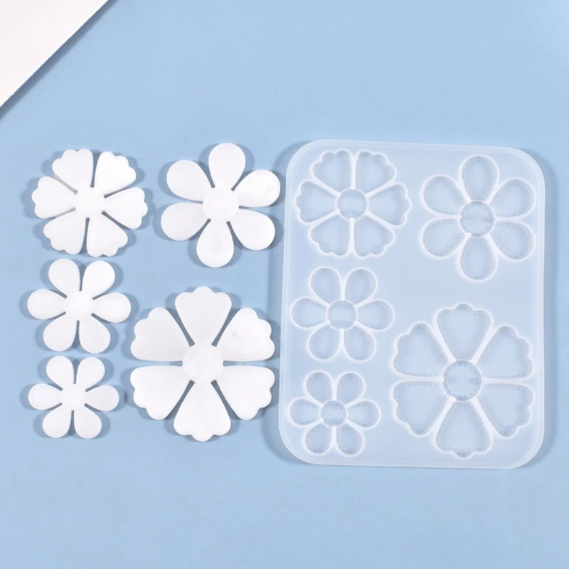 

Crystal Epoxy Resin Mold Five Petals Listing Pendant DIY Crafts Silicone Mould