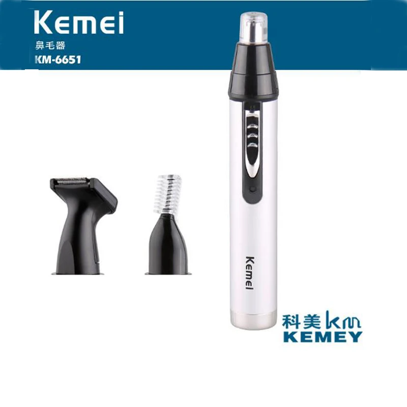 

kemei electric nose trimmer KM-6651 3 in 1 rechargeable nose trimmer beard trimmer eyebrow trimmer body hair remover portable