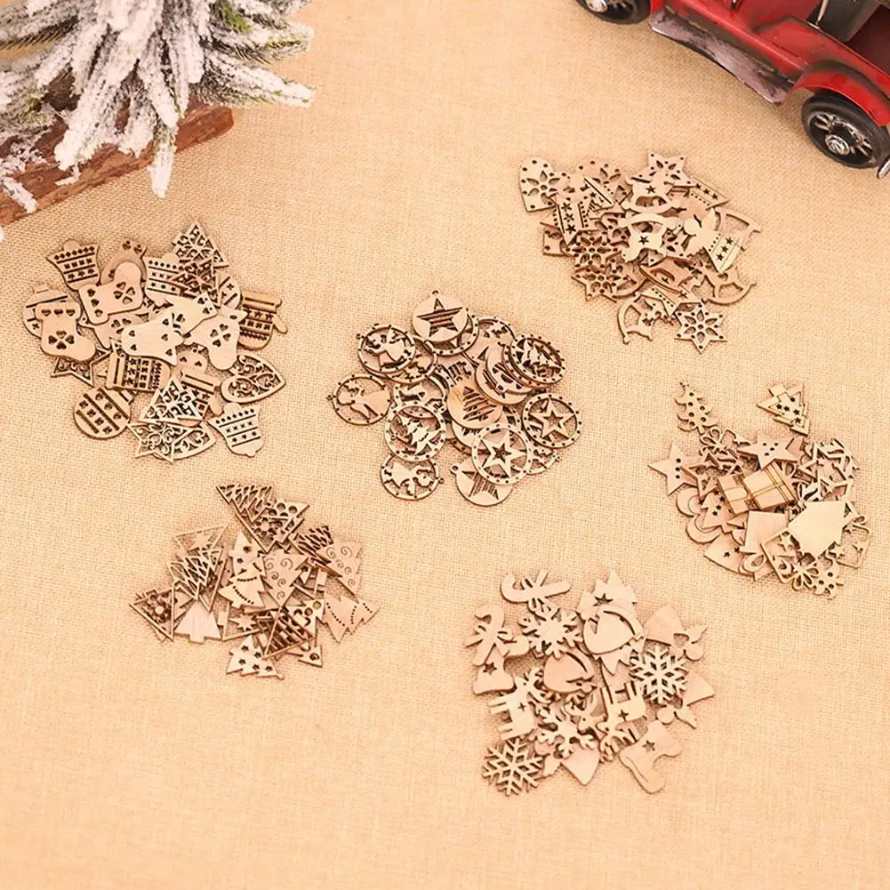 

25 шт., деревянные подвесные украшения для ёлки