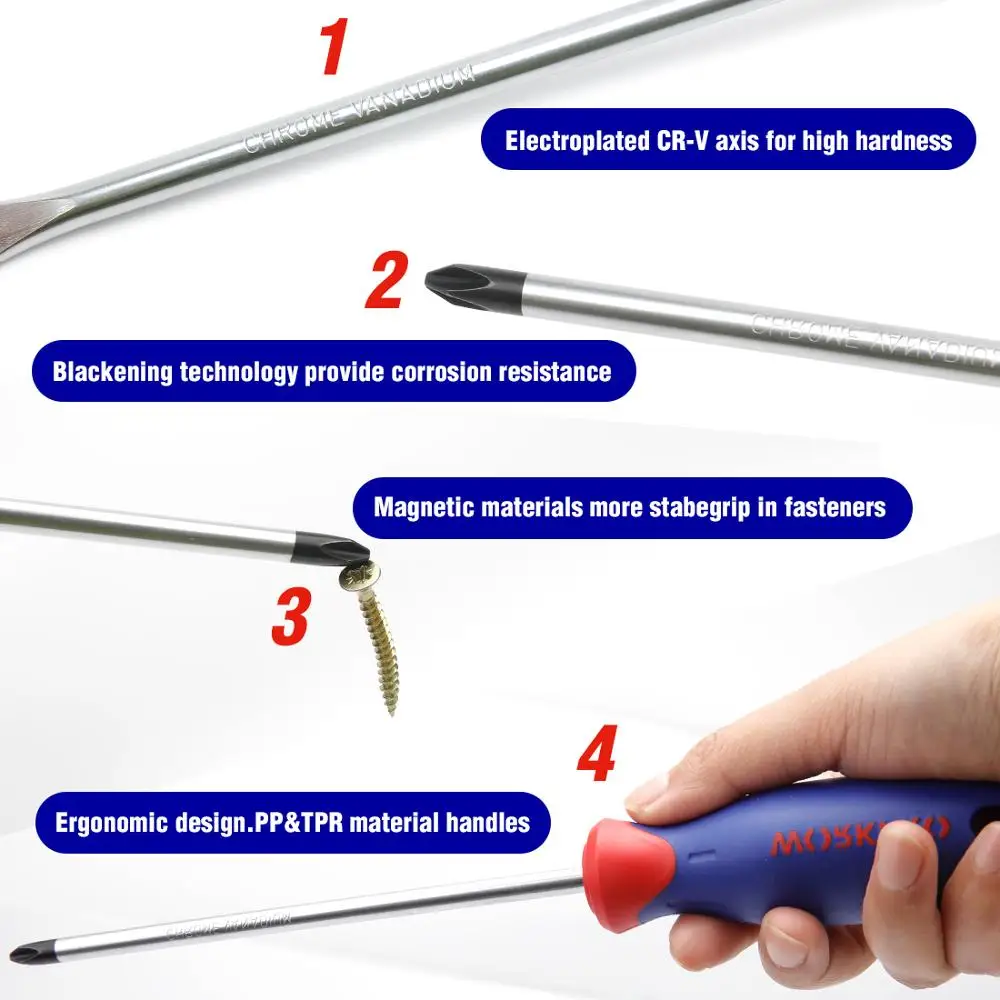 WORKPRO 8 шт. Отвертка Phillips всокоточная отвертка для ремонта сотовых телефонов