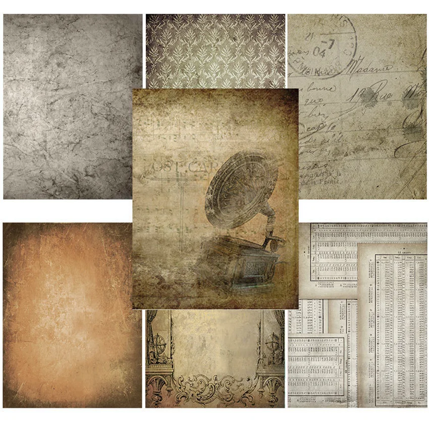 

14 шт./лот фонограф, ретро-бумаги из материала, «сделай сам», альбом для скрапбукинга, дневник, подарок, декоративная бумага для скрапбукинга
