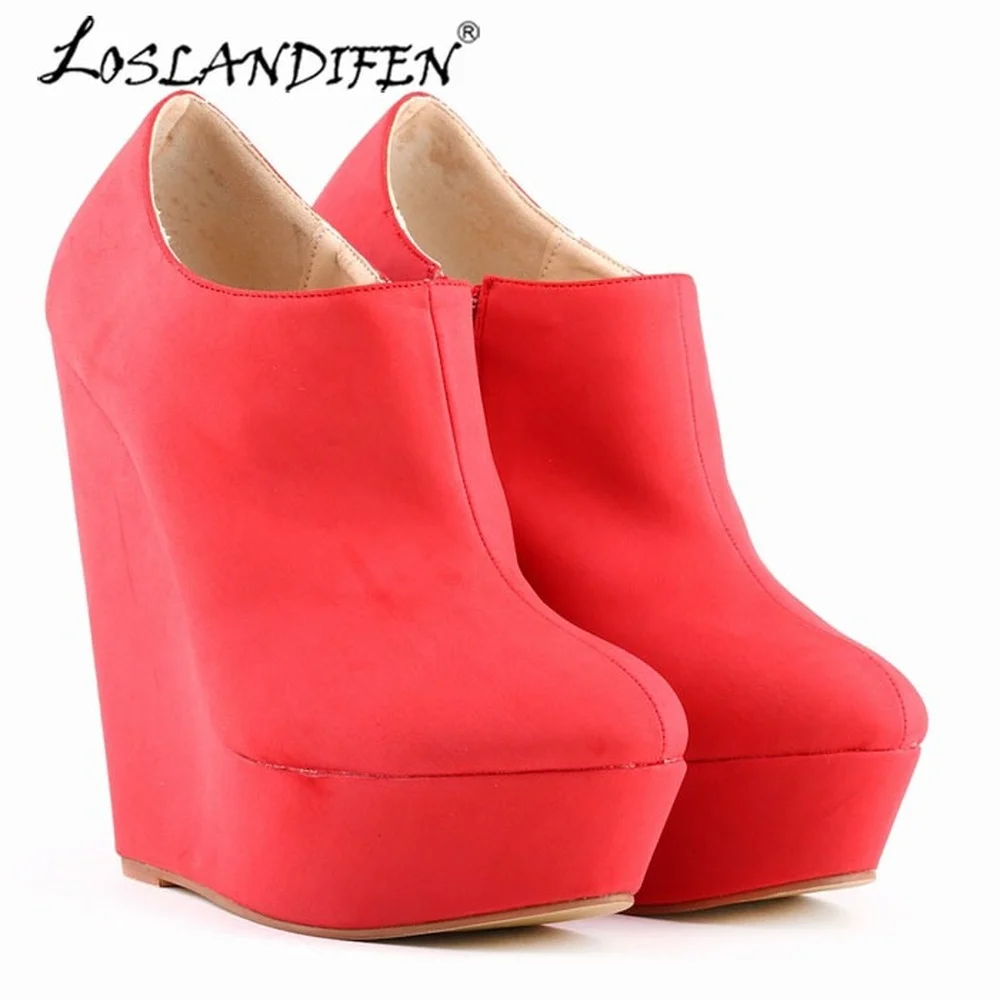 

Loslandifen Free Shipping Women Platform Elegent High Heels Suede Shoes Ankle Boots Wedges Us 5-10