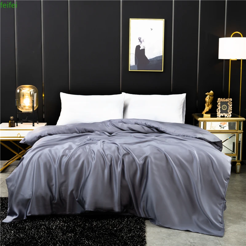 

100% mulberry silk Duvet cover 230x250cm Solid color Quilt Cover high-grade real silk Queen King Comforter Cover Customizable
