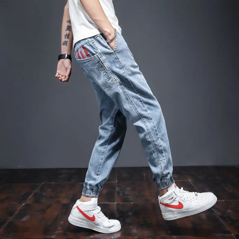 Summer Jeans Men Loose Harem Pants Sports Leisure Korean Fashion Male Denim Cargo Jeans Hip Hop Trousers Baggy Jeans Street Wear