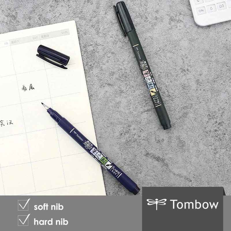 Ручка-кисть Tombow Fudenosuke художественный маркер с мягким и твердым наконечником