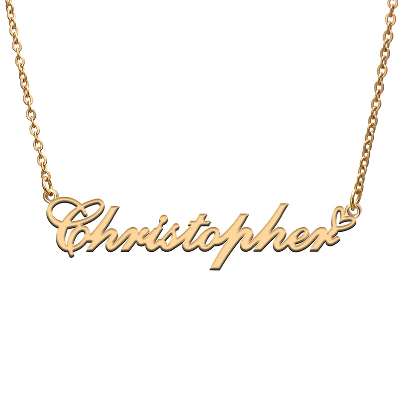 

Christopher Name Tag Necklace Personalized Pendant Jewelry Gifts for Mom Daughter Girl Friend Birthday Christmas Party Present